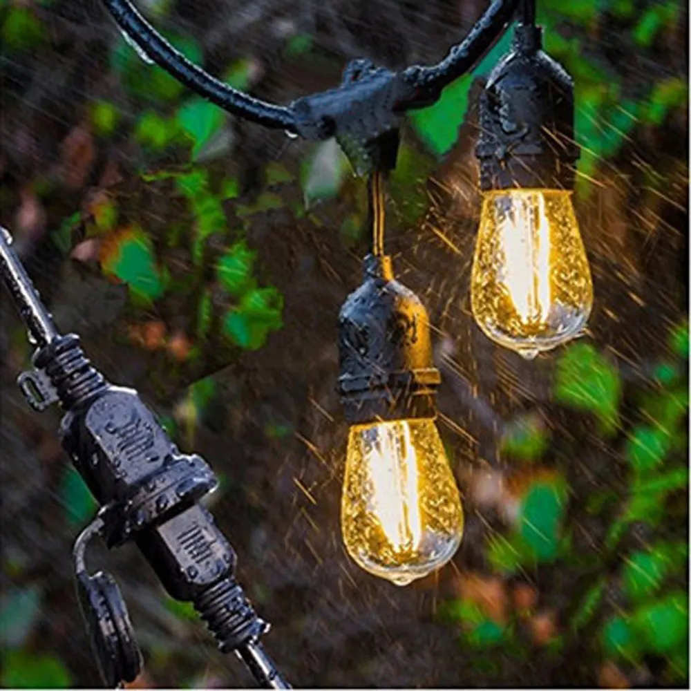 Outdoor 15M LED S14 String Lights Waterproof E27 Retro Filament Bulb Street Garden Terrace Holiday Lighting Wreath