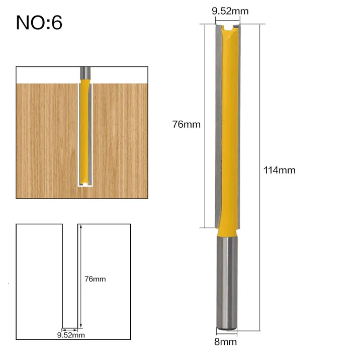 Высокое качество 1 шт. 8 мм хвостовик длинный триммер Нижняя очистка промывочный фрезерный станок с ЧПУ деревообрабатывающий инструмент резьба по дереву роутер подшипника бит - Длина режущей кромки: NO 6