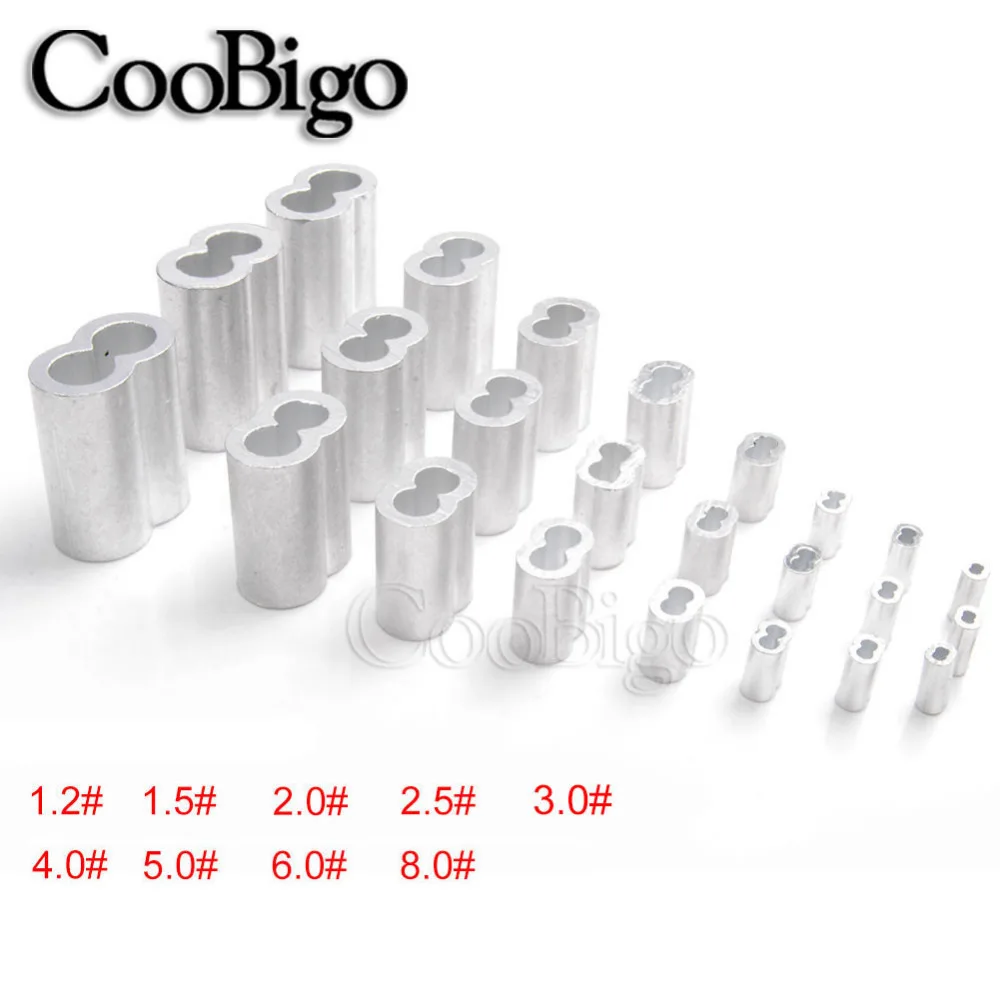 

10pcs Pack 3/64"~5/16" Aluminum Cable Crimps Sleeves Clip Fittings Loop Sleeve Ferrule Stopper 9 Size for Pick Wire Rope Cable