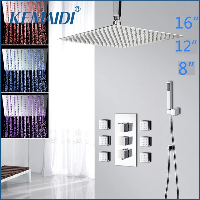 {Dusche
24} KEMAIDI Wand Befestigter Platz Stil Messing Wasserfall LED ... | {Dusche
24}
