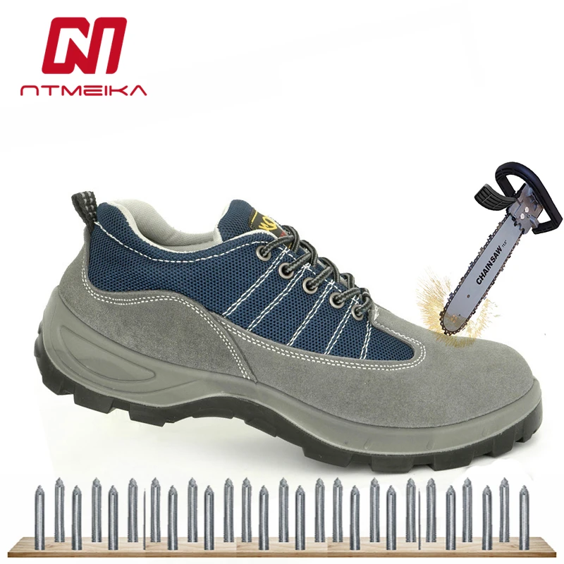 

Men Safety Work Shoes Steel Toe Steel Midsole Cow Suede Combat Boots Men Breathable Puncture Resistant Work Safety Boots 36-46