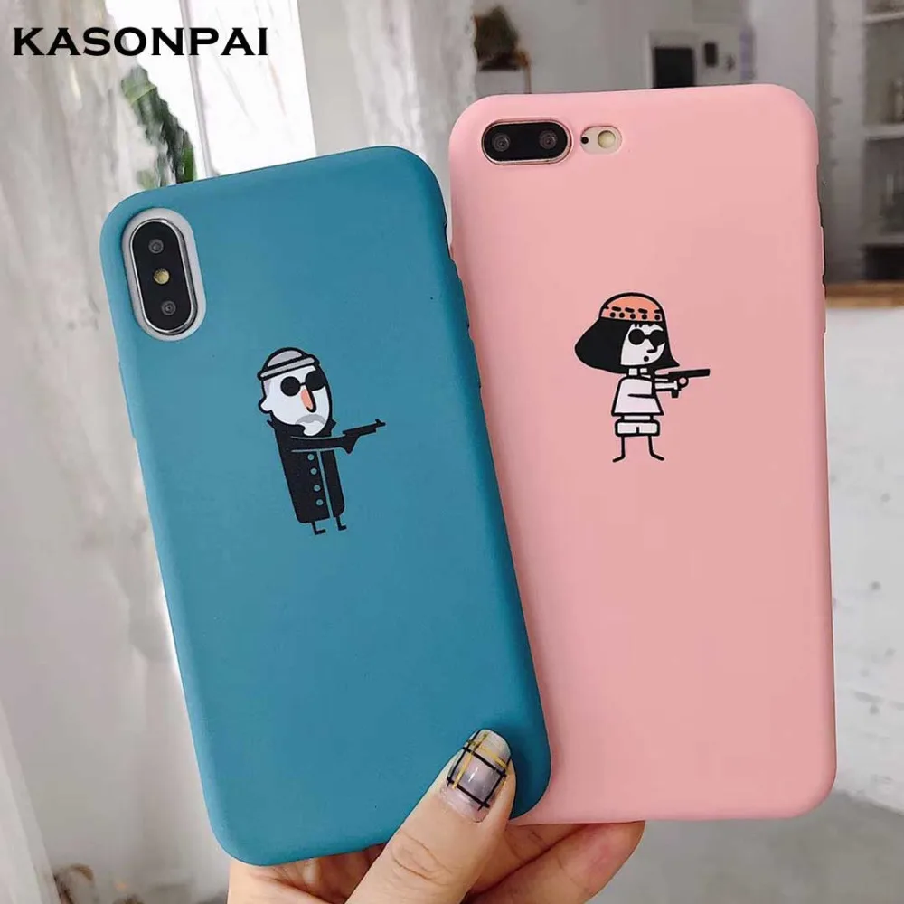 

Cartoon Leon Mathilda Phone Case For iphone 7 8 6S 6 Plus Funny Coque For iphone XS Max X XR Soft TPU Cover Case Fundas Capa