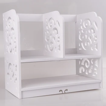 

Scrollwork Table Desk Top Storage Rack Stationary Makeup Organizer Shelf