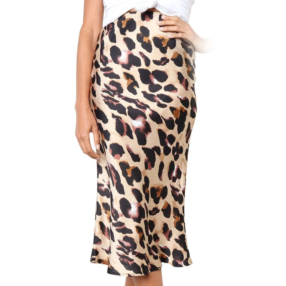 Женская пикантная Юбка Лето Vogue Ретро Высокая талия с леопардовым принтом вечернее длинное юбка ежедневно тонкий