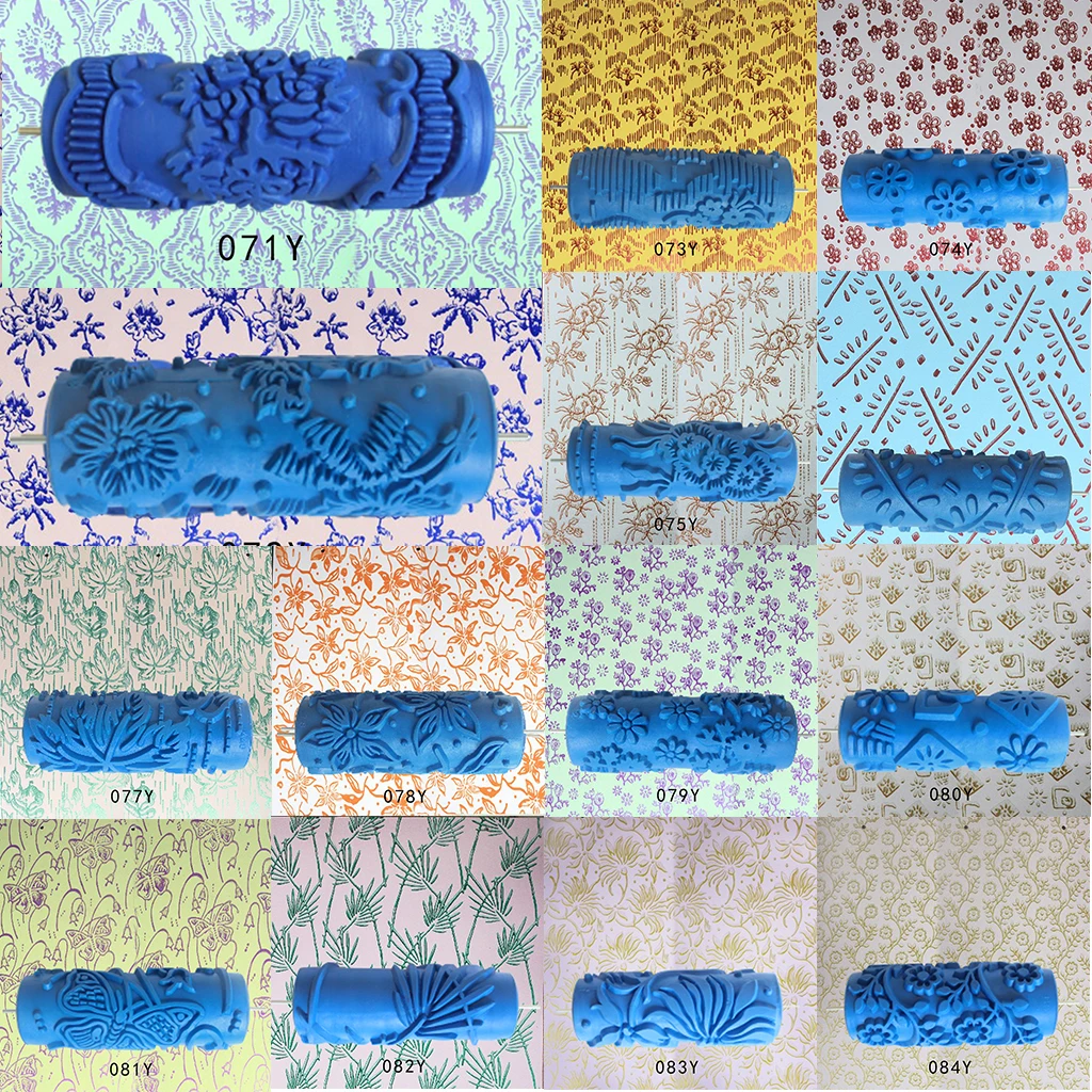 Creative 7inch Grain Pattern Paint Rubber Roller For Home Office Shop Wall Decoration Paint Tools Wall Decoration Roller