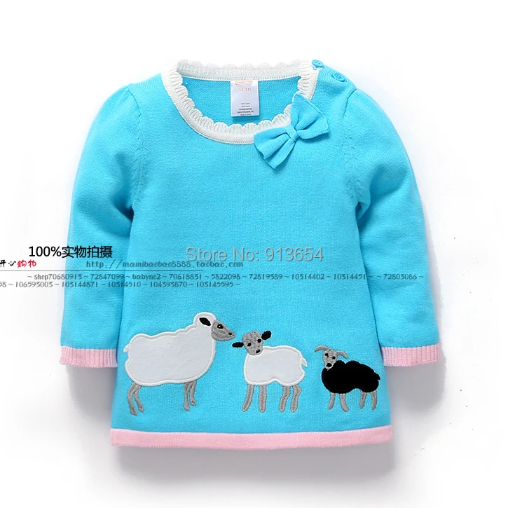 Новинка года; сезон весна-осень; детские свитера; одежда для маленьких девочек; хлопковый пуловер с рисунком овечки; трикотажная рубашка; детский трикотаж