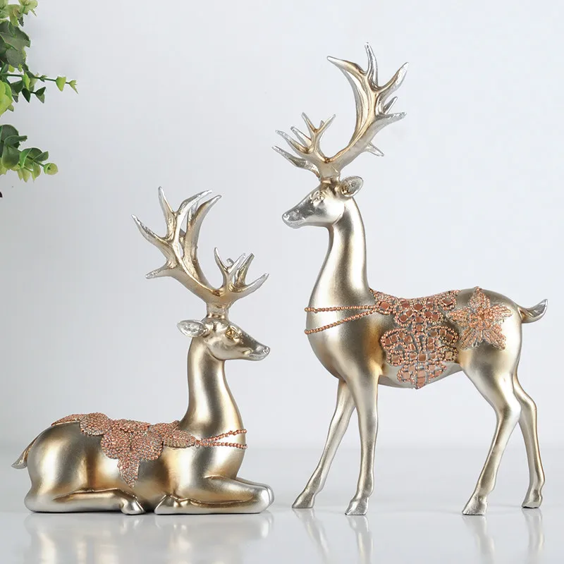  A couple of deer statue European style deers living room bedroom Wine cabinet ornaments creative we - 32800934691