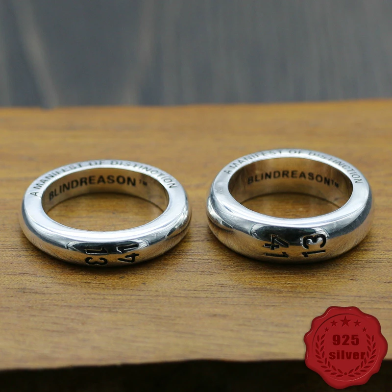 

925 sterling silver ring fashion personality retro street dance punk wind engraving simple glossy 1314 couple rings new hot sale