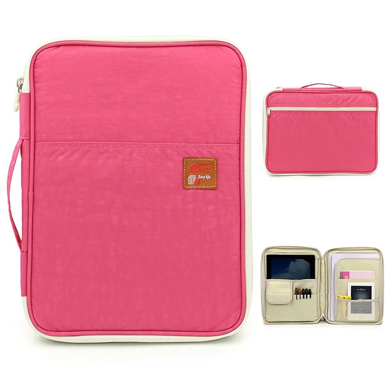 Многофункциональные сумки для документов формата А4, портативная водонепроницаемая сумка для хранения из ткани Оксфорд, для ноутбуков, ручек, iPad, компьютеров - Цвет: rose red
