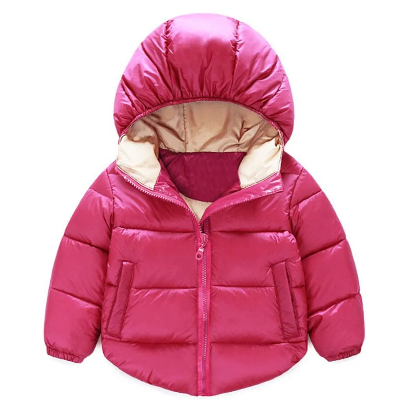 Новинка года; Детские Пуховые парки; детская одежда; зимние плотные теплые куртки и пальто для мальчиков и девочек; теплая верхняя одежда с подкладкой для малышей - Цвет: Rose