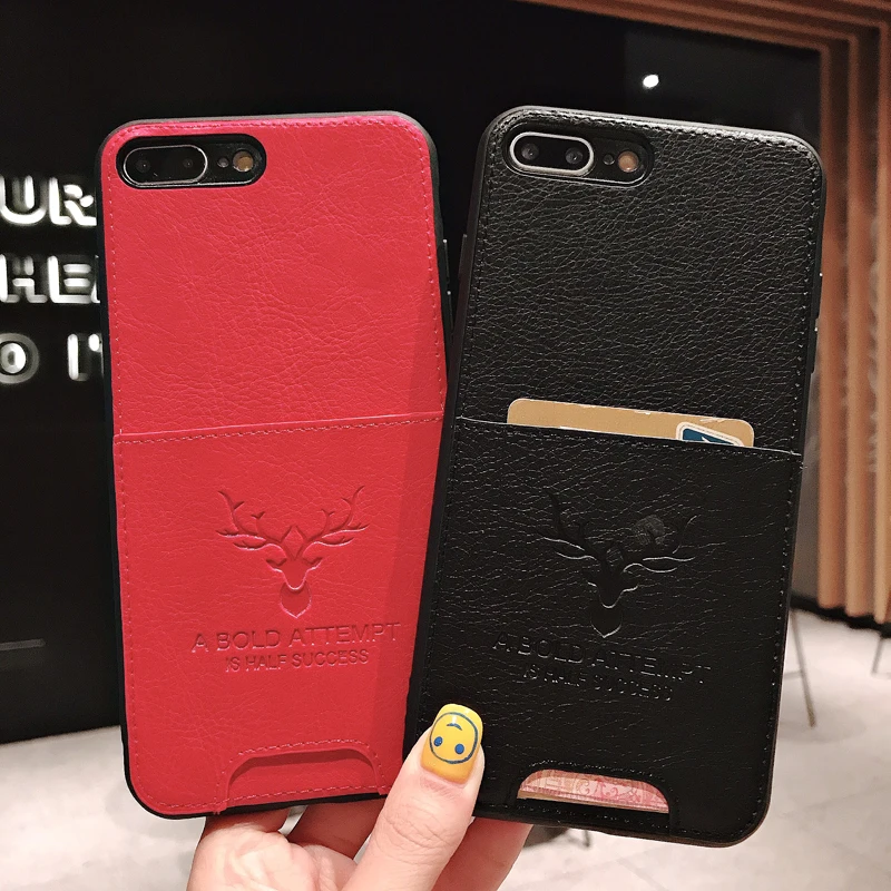 New deer head leather phone case for Apple X phone case iphone 6s / 7/8 plus iPhone XR tide brand phone case