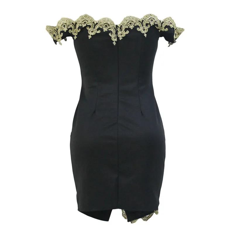 Gold-Lace-Applique-Black-Off-Shoulder-Mini-Dress-LC22715-2-3