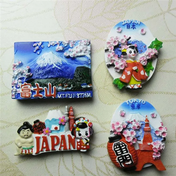 Japan Mt. Fuji Sumo Kimono Geisha Tourist Souvenir Figures Fridge Magnets - 1