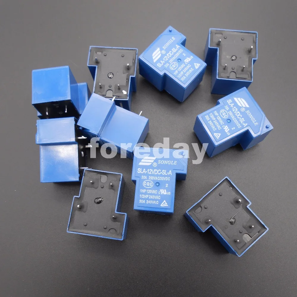 HQ 50PCS Blue SLA-12VDC-SL-A 4 Pins SONGLE R Power Relay 12V DC SPST SLA Original 30A Switching 20A/30VDC 250VAC NEW*FD438X50 |