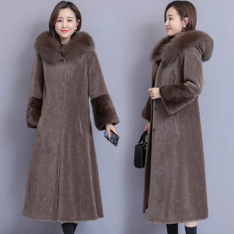 Winter Warm Long Mink Coat Women Fox Fur Collar Hooded Fake Fur Jacket Women Overcoat Plus size Elegant Ladies Outerwear M-4XL Winter Warm Long Mink Coat Women Fox Fur Collar Hooded Fake Fur Jacket Women Overcoat Plus size Elegant Ladies Outerwear M-4XL