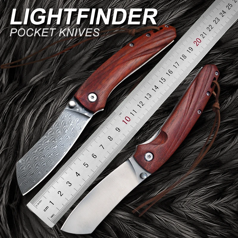 

TUREN-Damascus Steel 440C Folding Knife Wooden Handle Tactical Outdoor Survival Pocket Tools High Hardness Hunting Camping EDC