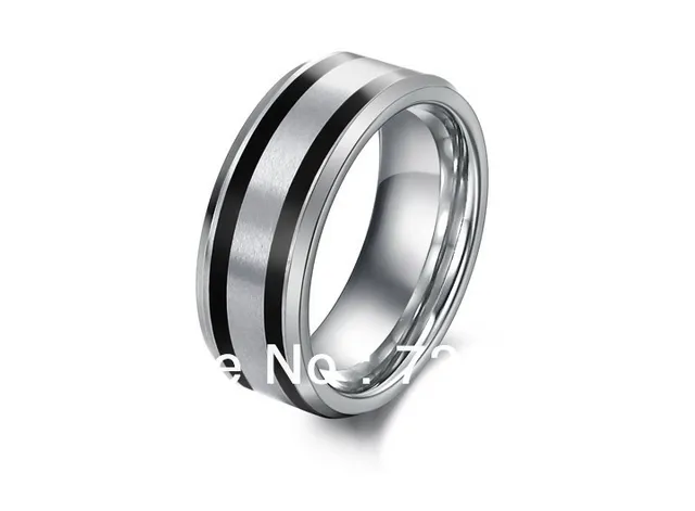 Free Shipping Black Stripe Silver Tungsten Carbide Men Ring S Free Shipping Black Stripe Silver Tungsten Carbide Men Ring S Jewelry Wedding Band Size 7