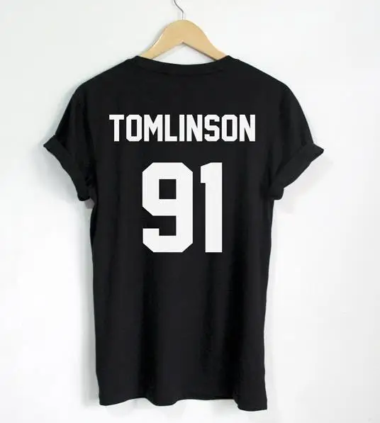 Louis Tomlinson 91 Back Letters Print Women T shirt Cotton Casual Funny Shirt For Lady Black Gray White Top Tee Hipster T-96