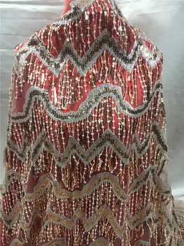 

Embroidered tulle lace fabric with small fringe high quality lace embroidery goods high grade YG-366 for long dress