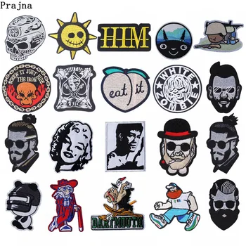

Prajna Movie White Zombie Patches Marilyn Monroe Iron On Patches On Clothes Stripe Punk Skull Embroidered Patch Diy Applique F