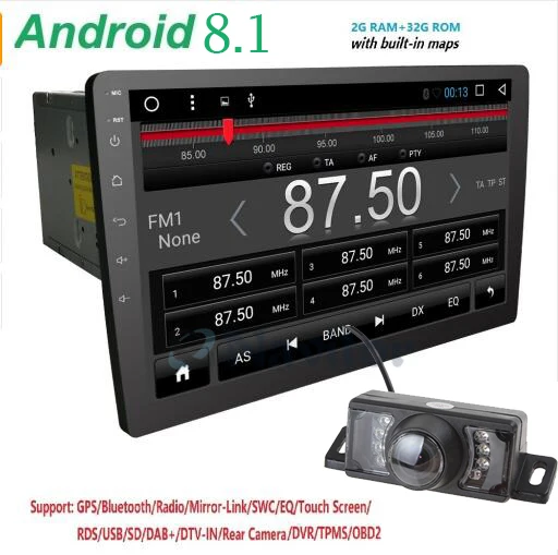 2Din 10.1inch Android 8.1 Universal Car Radio Stereo GPS Navigation In Dash WIFI 4G OBDII DAB Quad Core Bluetooth 2GB RAM+Camera 2Din 10.1inch Android 8.1 Universal Car Radio Stereo GPS Navigation In Dash WIFI 4G OBDII DAB Quad Core Bluetooth 2GB RAM+Camera
