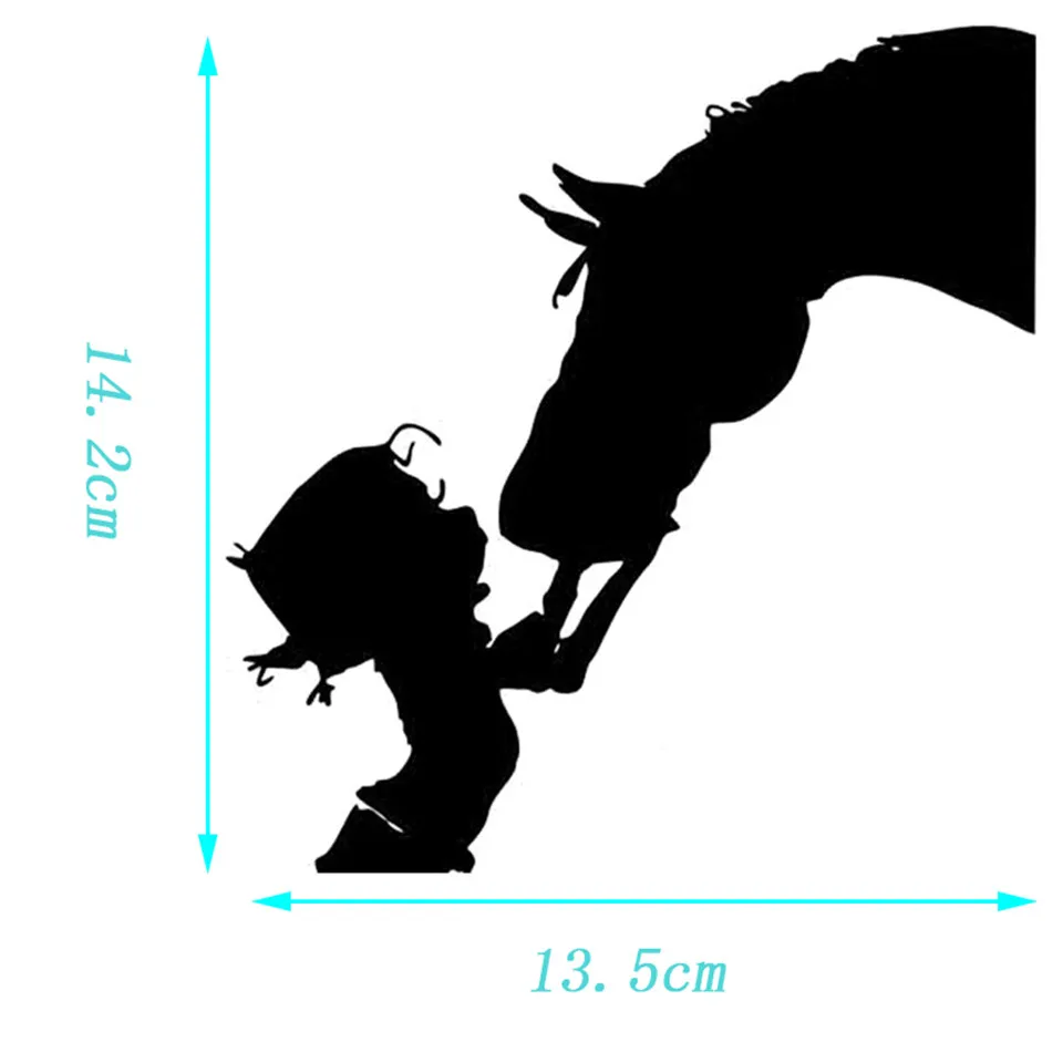 13.5cm14.2cm Girl Cowgirl Kiss Horse Fashion Car Accessories Stickers BlackSilver  (7)
