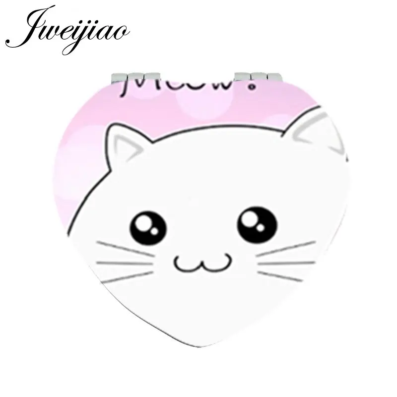 JWEIJIAO любовь Луна кошки сердце карман с зеркалом из искусственной кожи мини компактный складной 1x/2x увеличительное зеркало для макияжа для влюбленных - Цвет: HP385 8