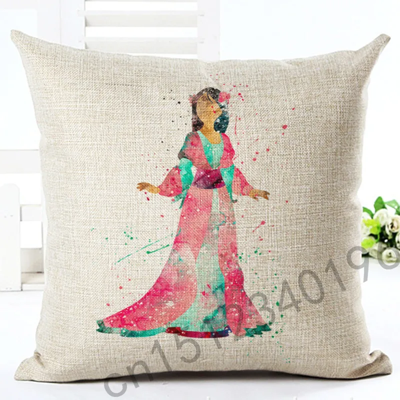 

2016 New 45X45 High Quality Creative Cartoon Princess Home Decor Cojines Seat Cushion Almofadas Cotton Linen Square