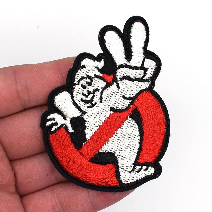 

2Pcs Ghostbuster Movie Embroidered Uniform Logo Patch 3D Tactical Patch Cloth Morale Armband Army Combat Hook And Loops Badge