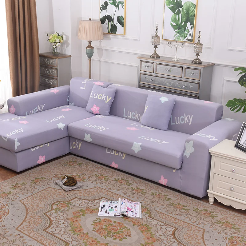 Фиолетовый мультяшный узор эластичный диван Чехол для дивана Loveseat чехол Чехлы