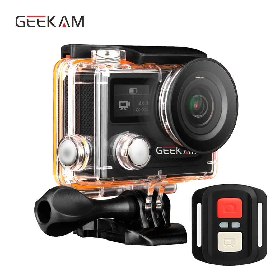 GEEKAM Ultra HD Водонепроницаемая 4K видеокамера 170 градусов 2 0 двойной экран 1080p 60fps WiFi