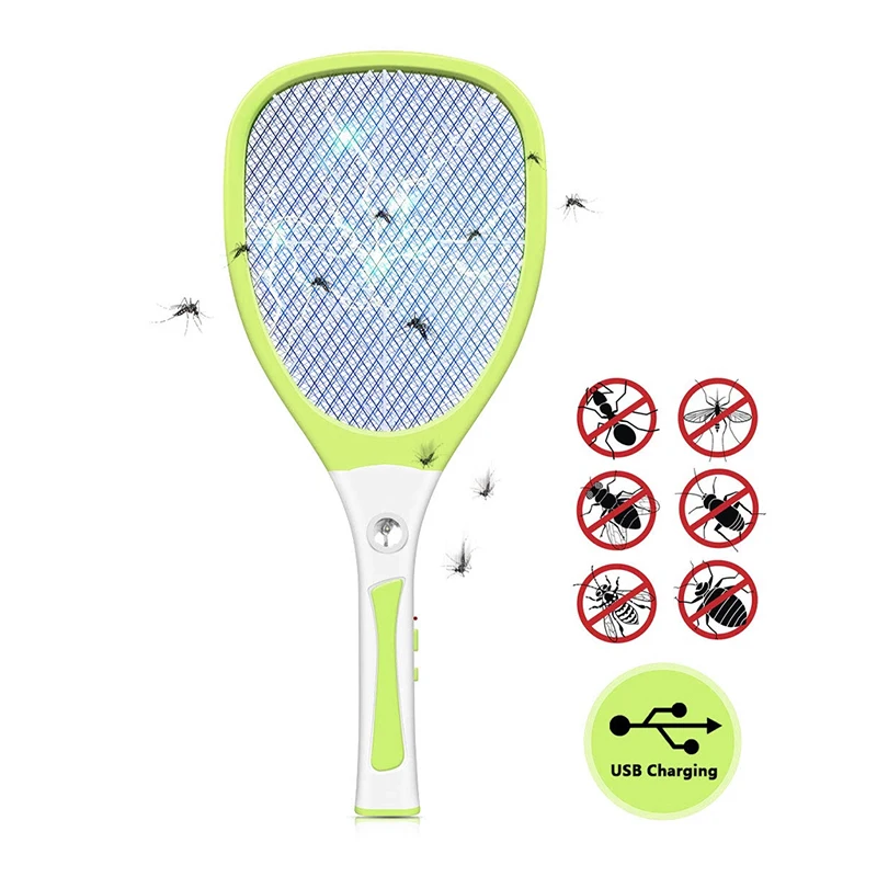

Electric Mosquito Racket Clear Mosquitoes By Usb Led Lighting Three Layers Swatter Net Strong Durable Summer Essential Help Home