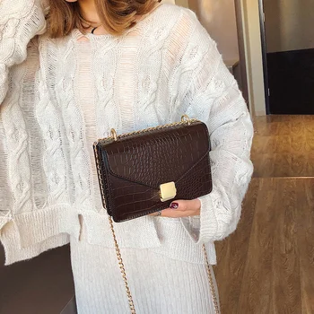 

Small Chain Handbag Women Crocodile Pattern Crossbody Bags For Women Small Bag PU Leather Hand Bag Ladies Designer Shoulder Bags