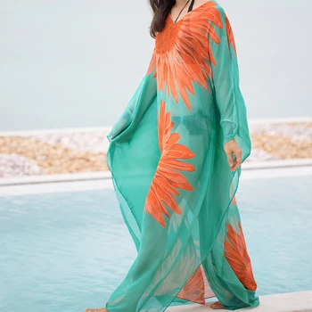 

Plus size Beach Pareo Sarong Chiffon Beach Cover up Kaftan Beach Bathing suit Cover ups Vestido Playa Women Beach Wear