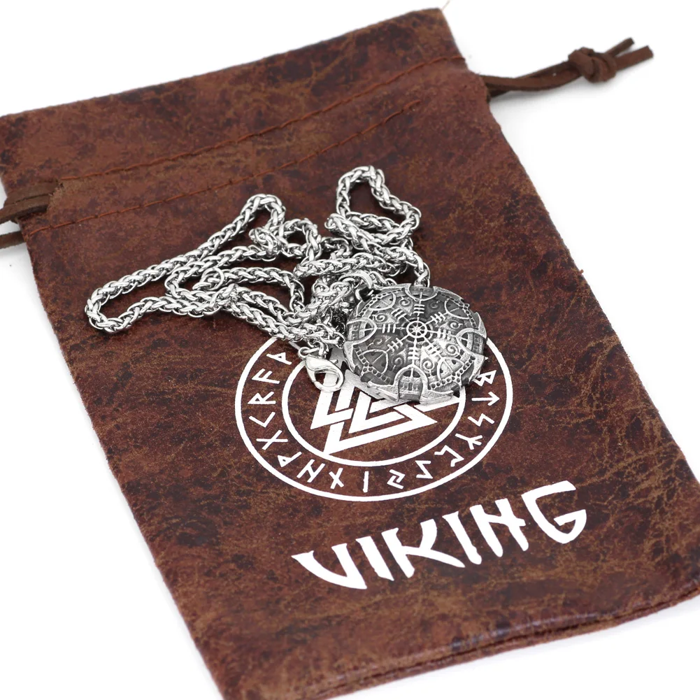Скандинавский Викинг из нержавеющей стали амулет Vegvisir ожерелье подвеска с компасом с подарочным пакетом