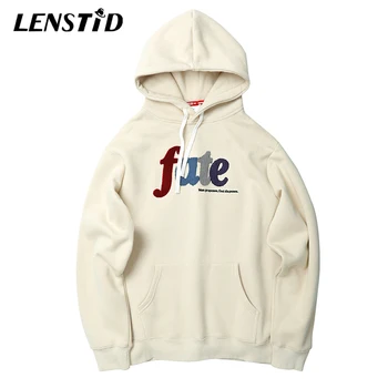 

LENSTID Men Hip Hop Hoodie Sweatshirt Embroidery Letter Harajuku Hooded Pullover Streetwear Autumn 2019 Hoodie Loose Style White