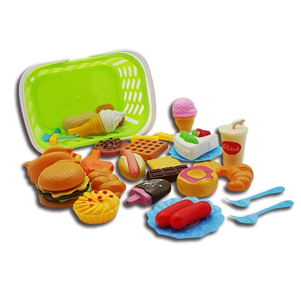 RCtown набор пластиковой посуды для чая игровой Набор Мини Гамбург картофель фри хот-дог мороженое Кола еда игрушка для детей ролевые игры подарок zk35