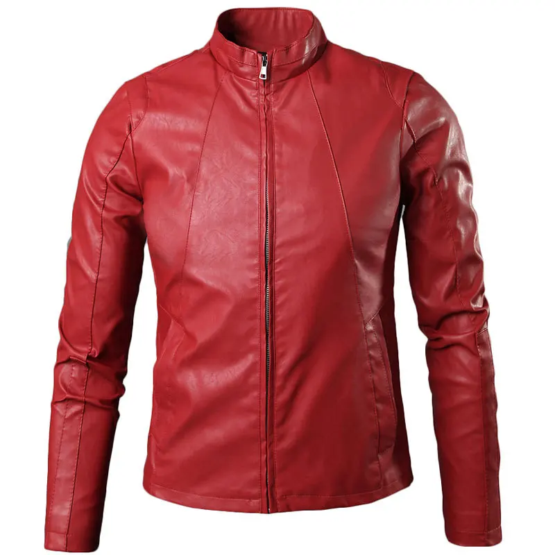 Buy Cool Design Red Pu Leather Jacket Men 2015 New