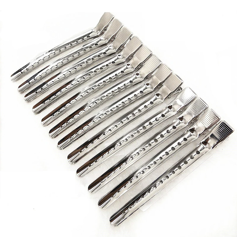 12pcs Hairdressing Section Metal Hair Clips Stainless Steel Salon Hair