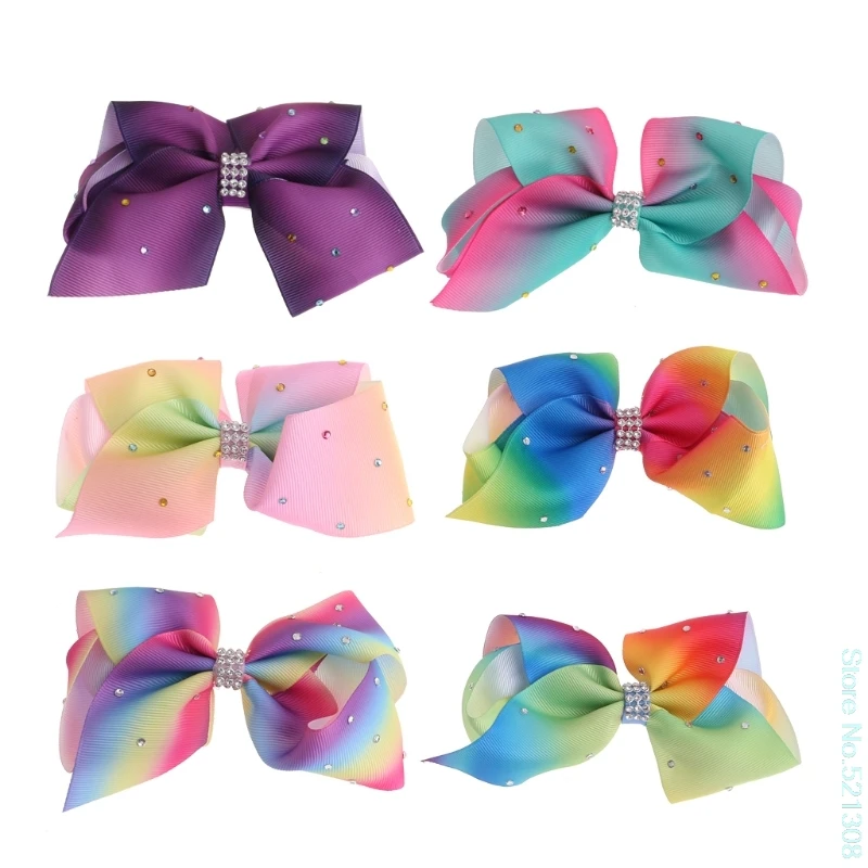 

Children Like beautiful Fashion Design 12cm Big Bowknot Hairpins With Diamond Girl Barrette Colorful Bow Hair Clip Drop Ship