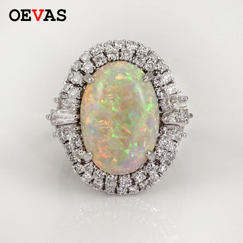 

Big Stone Fire Opal AAA CZ Party Rings For Women Silver color Cubic Zircon Luxurious engagement Wedding Rings anel Jewelry Bague