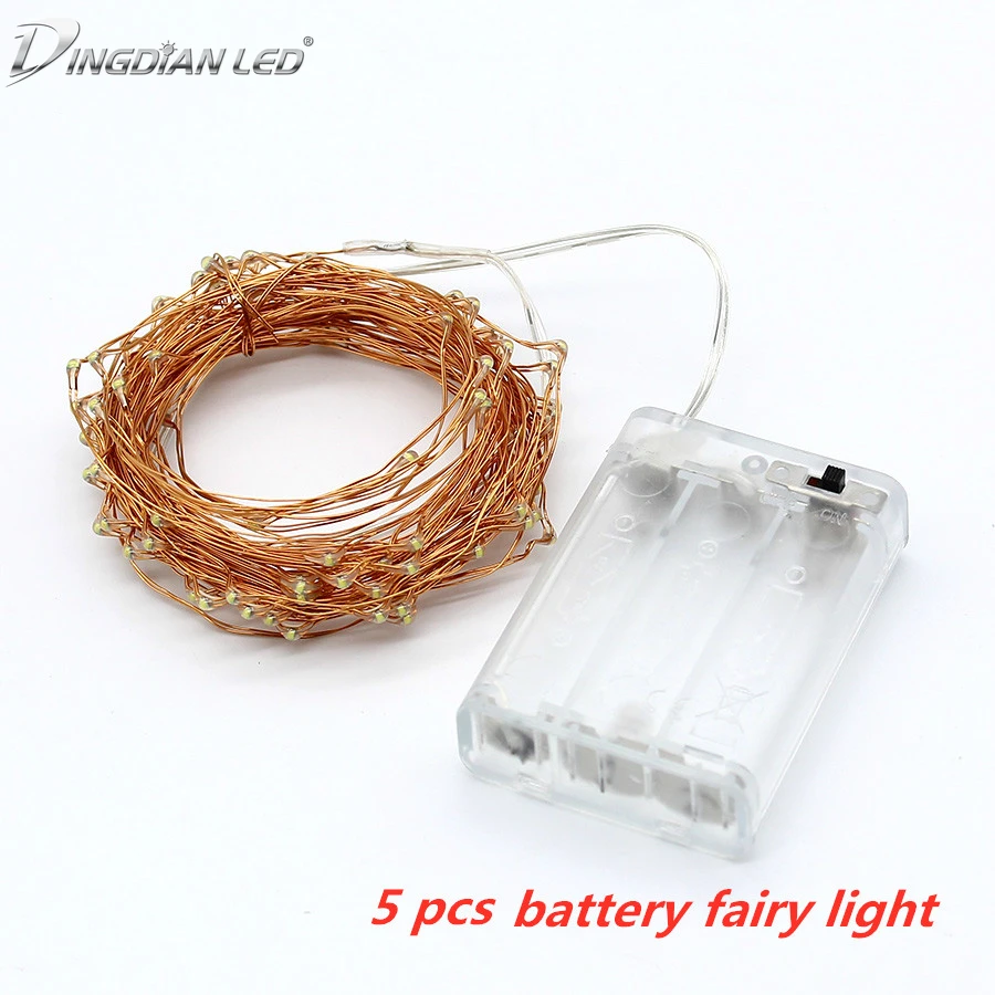 

5PCS Led Strings Light 2M 5M 10M 100 Copper Wire 3XAA Battery Operated Christmas Wedding Party Decoration LED Fairy Lights