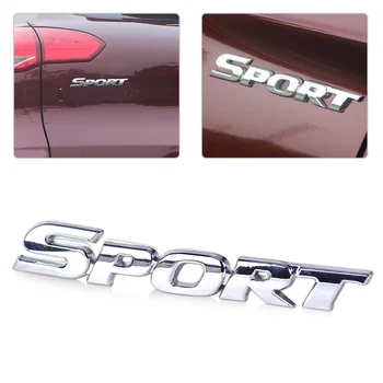 

beler New 1pc Silver 3D Sport Word Letter Logo Emblem Badge Sticker Auto Car Styling Racing Motor Logo Decal Funny Stickers