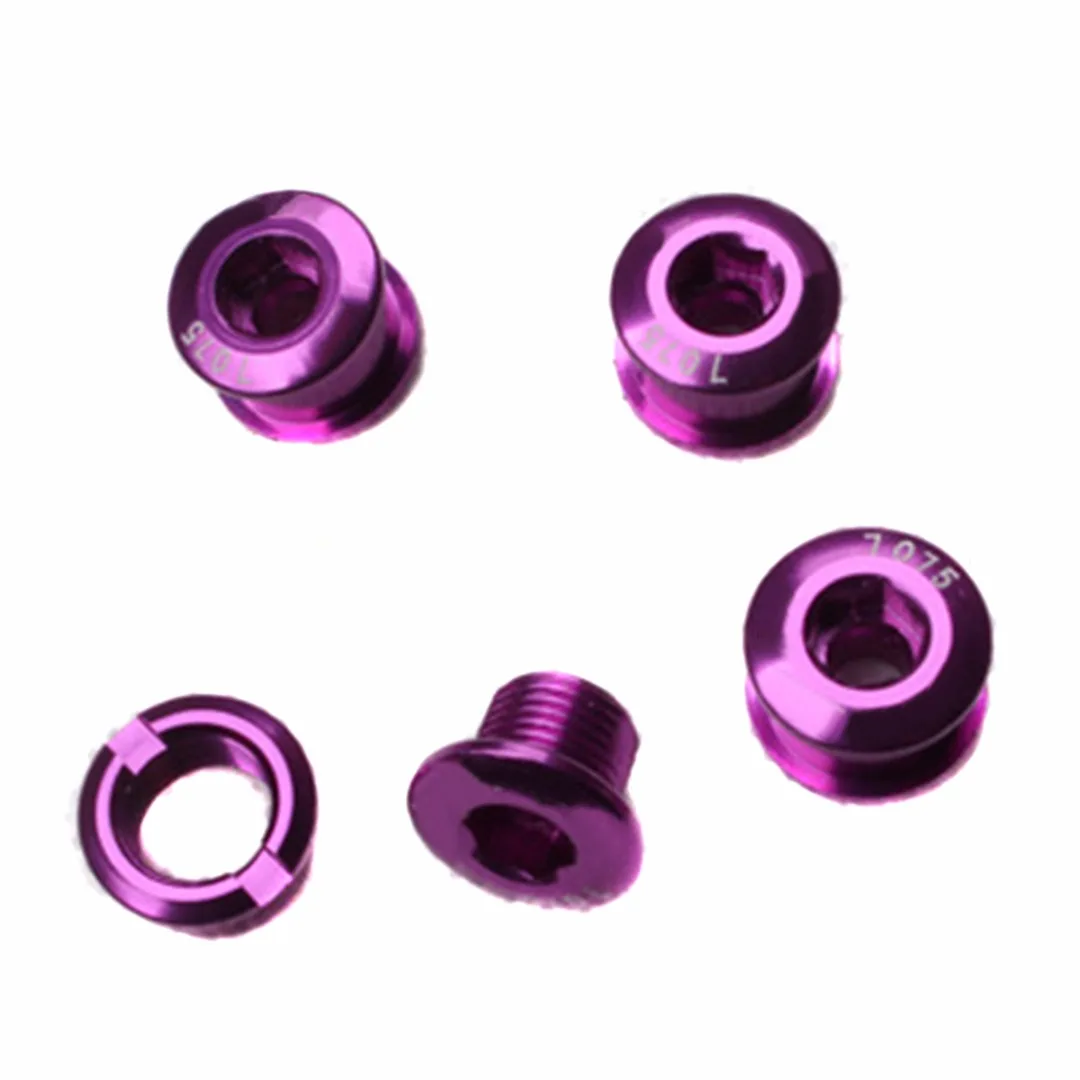 5Pcs Aluminum Bike Chainwheel Bolts Bicycle Crankset Chainring Bolts Mountain Road Bike Disc Screws For Crankset Bicycle Parts