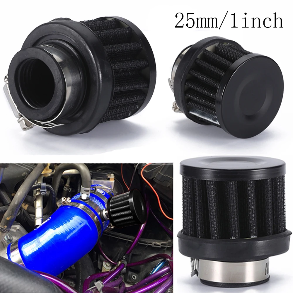 

1pc 25mm/1 Black Car Air Filter For Motorcycle Cold Air Intake High Flow Vent