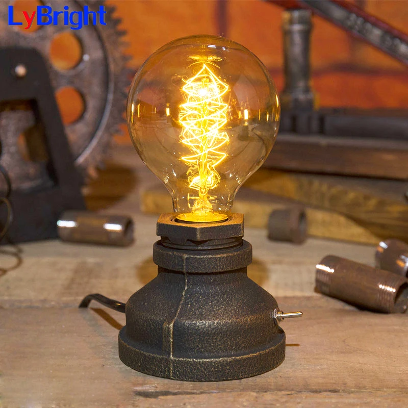 Creative Retro American Country Dimmable Table Lamp AC 110V/220V For