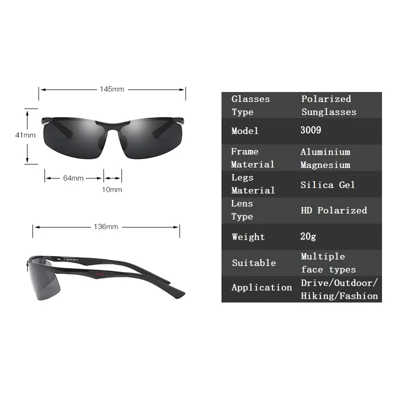 YSO солнцезащитные очки Для Мужчин Поляризованные UV400 алюминиево-магниевым так рамки солнцезащитные очки для вождения очки без оправы аксессуар для Для мужчин 3009