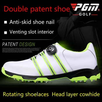 

2018 PGM golf shoes men's head layer cowhide anti slip patent breathable slot patent