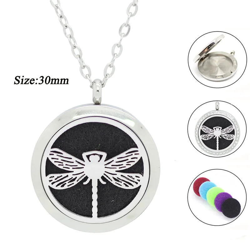 

20mm 25mm 30mm diffuser locket essential oil necklace aromatherapy jewelry magnetic 316L stainless steel silver perfume pendant