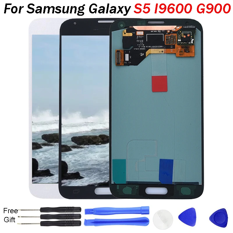 

S5 LCD AMOLED For Samsung Galaxy S5 I9600 G900 G900A G900F LCD Display Touch Screen Assembly for Samsung G900FD G9008W G900FQ